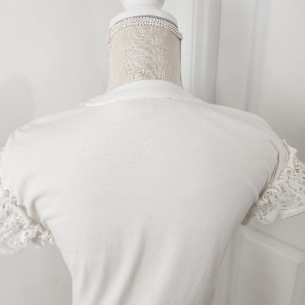 All Saints Dress Womens XS White Trixi Ruffle Eyelet Sleeves Mini Resortwear - Picture 6 of 13